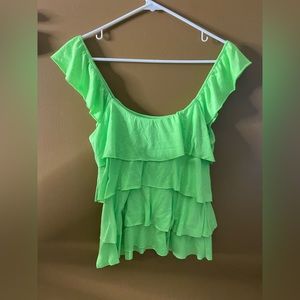 lime green off the shoulder top
